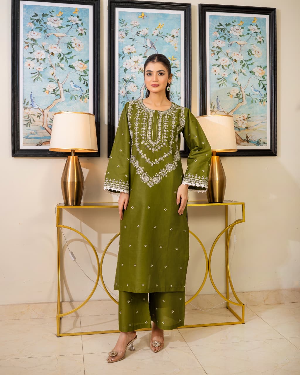 olive embroided