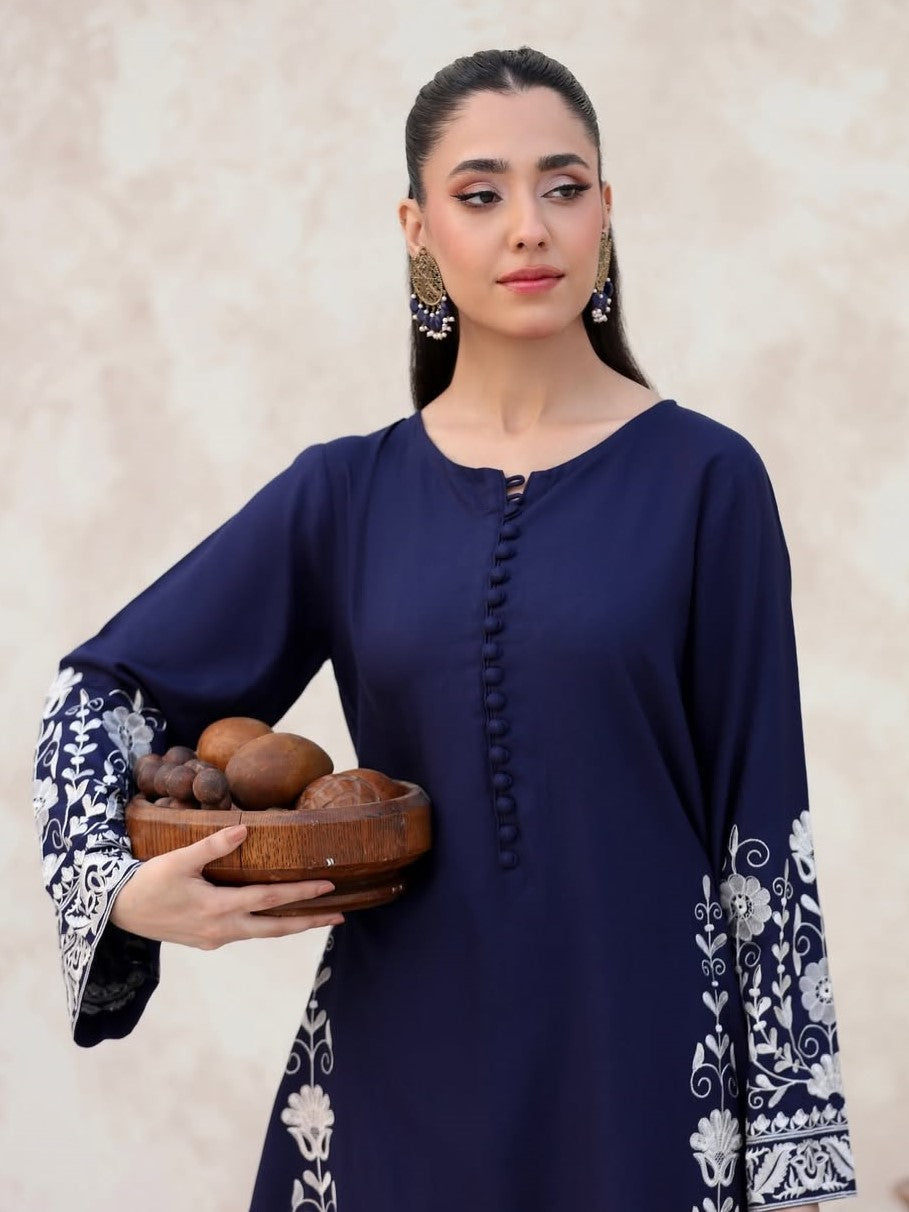 ARZOO LONG LENGTH (Navy & White) - Embroidered Dress