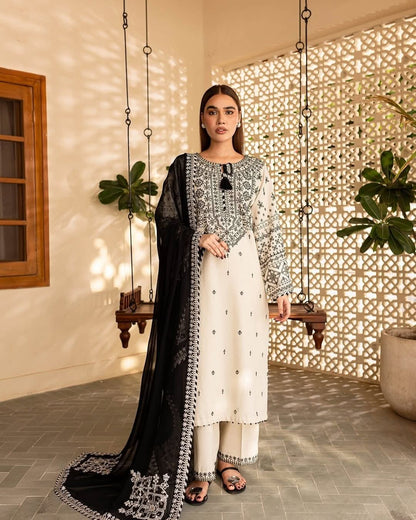 ARFA 3PC EMBROIDERY PURE LAWN