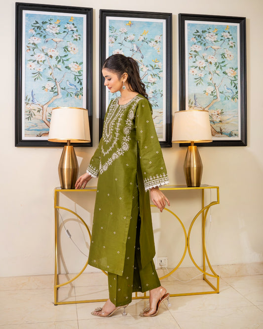 olive embroided